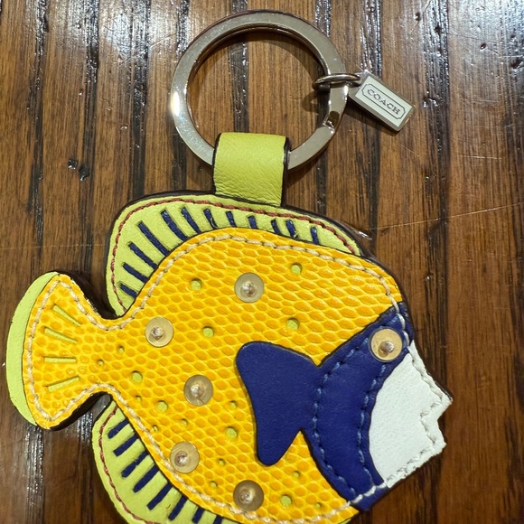 CoachTropical Fish Leather Key Fob Hard To Find - Picture 1 of 4